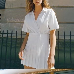 White Zara Dress with Pleated Skirt